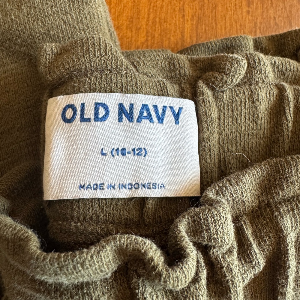 Old Navy Girls slub pants linen look - Olive Green
